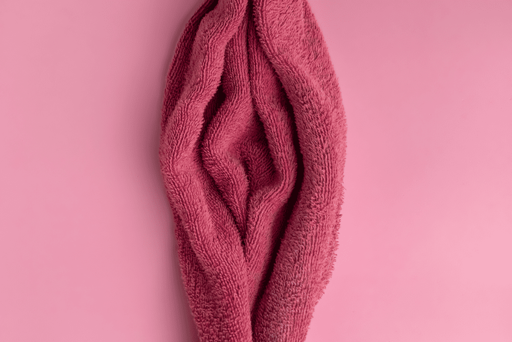 Towel in the shape of a vagina